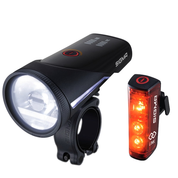 AURA 100 LINK LED Front Light/BLAZE LINK Rear Light USB Battery-powered Lighting Set with Screw Mount